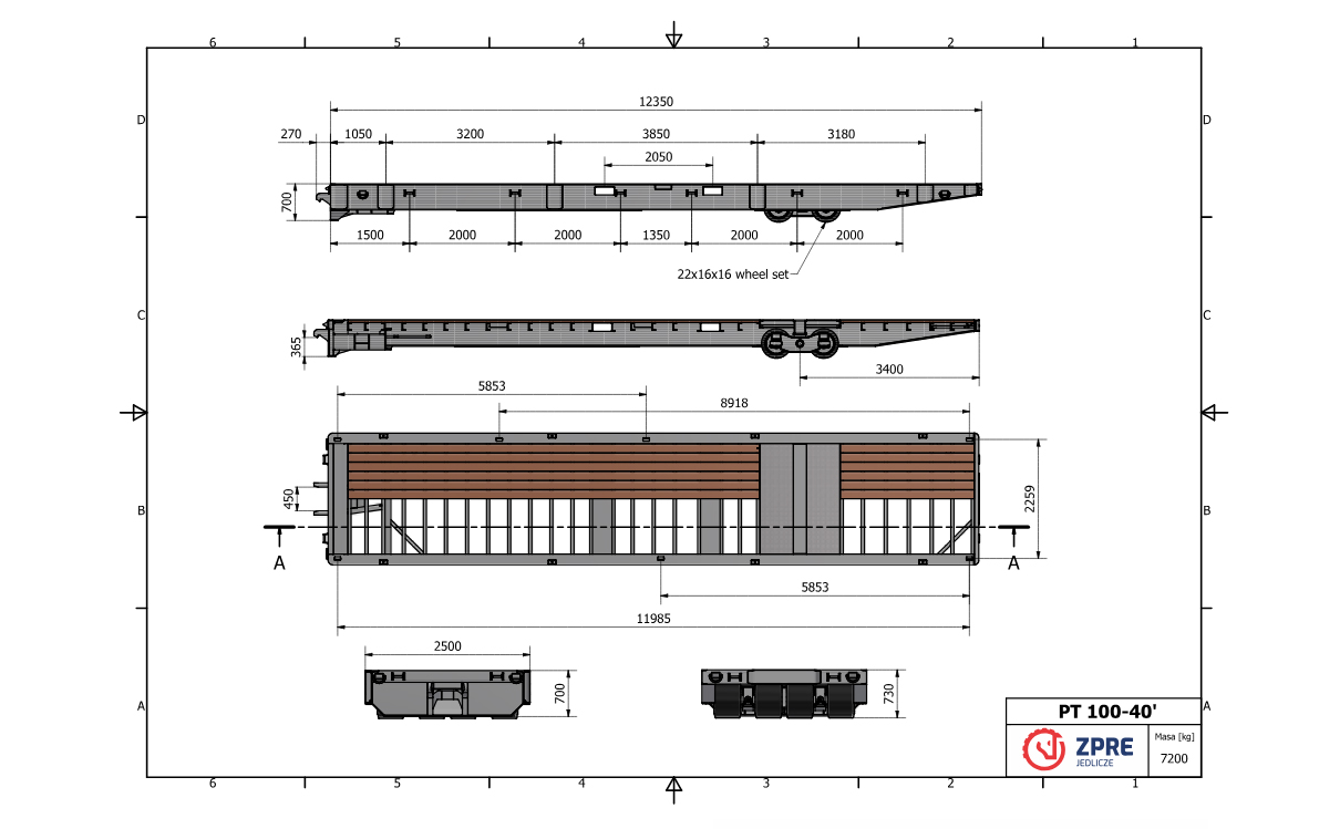 Platforma transportowa PT100 – 40’ ver. pokład drewniany
